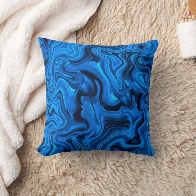Blue Modern Watercolor Art Kudde (Filt)