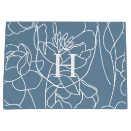 Blue Modern Wildflower Monogram Name