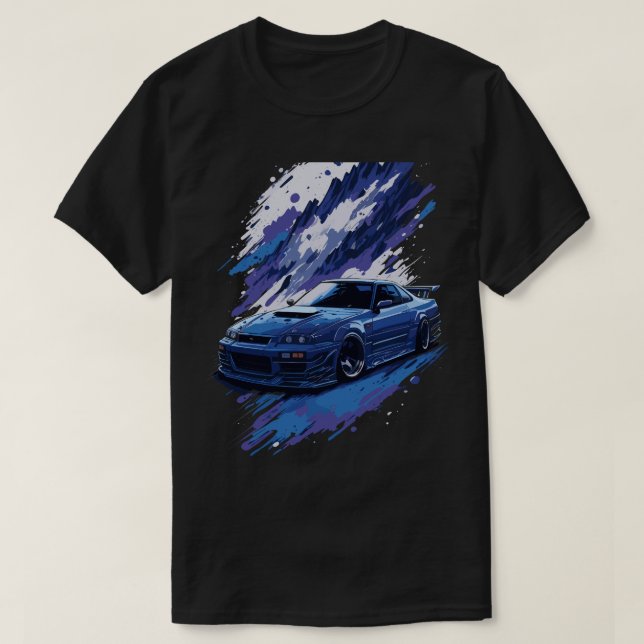 Blue Modified Skyline i stänk på Paint, Coola G T Shirt (Design framsida)
