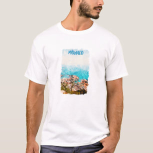 Blue Monaco Ocean View Painting T Shirt