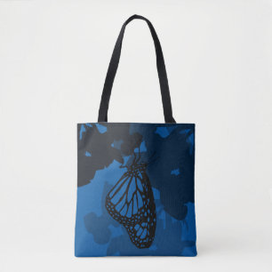 Blue Monarch Butterfly Tote Tygkasse