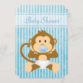 Blue Monkey Baby Shower dess en Boy-inbjudan Inbjudningar