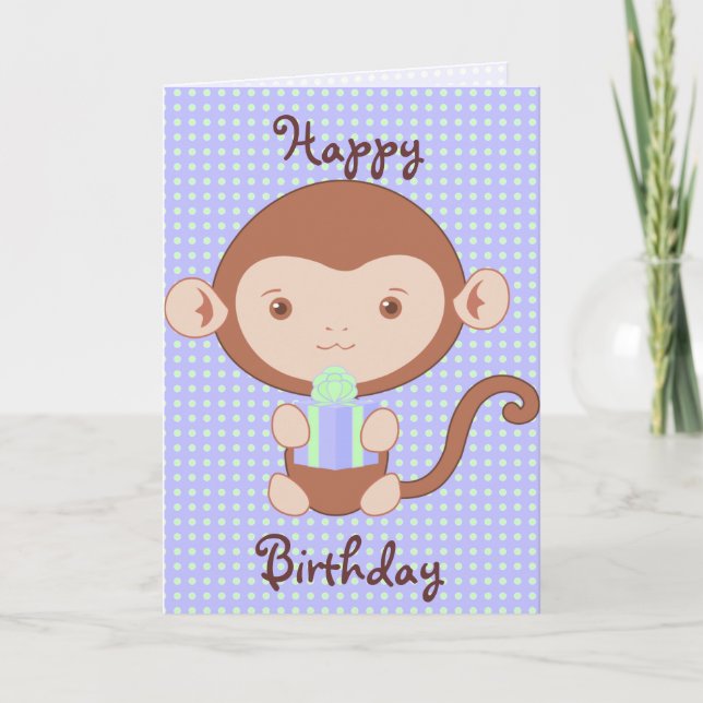 Blue Monkey Birthday Kort (Framsida)