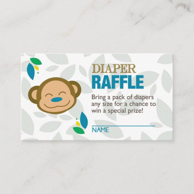 Blue Monkey Diaper Raffle Biljett Tilläggskort (Framsida)
