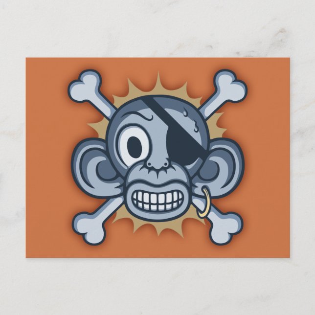 Blue Monkey Pirat Vykort (Framsida)