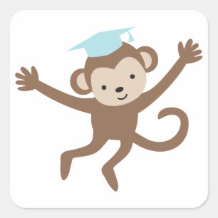 Blue Monkey Studenten Fyrkantigt Klistermärke