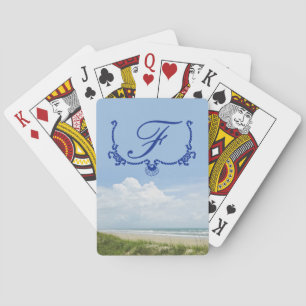Blue Monogram Beach med Sand Dune-Personlig Kortlek
