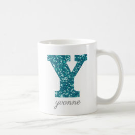 Blue Monogram Brev Y Glittery Mugg