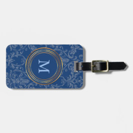 Blue Monogram Cute Mönster för honom eller henne Bagagebricka