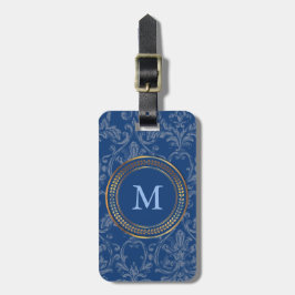 Blue Monogram Cute Mönster för honom eller henne Bagagebricka