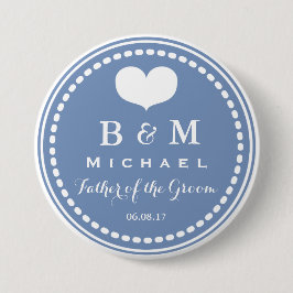 Blue Monogram - Far i Groom Bröllop-knappen Knapp
