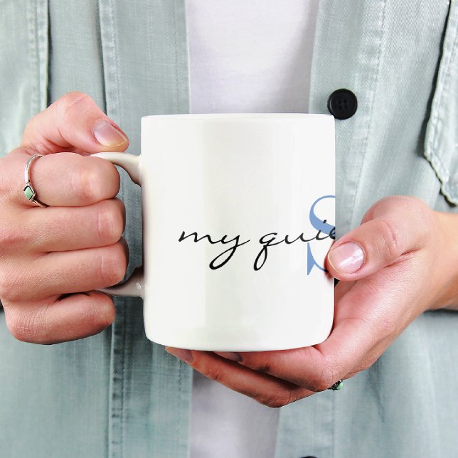Blue Monogram Initial, mitt tysta utrymme, Snyggt Kaffemugg (Skapare uppladdad)