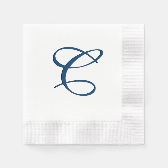 Blue Monogram Initial Pappersservett (Framsidan)