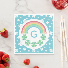 Blue Monogram Klöver & Rainbow Boy Lucky One Pappersservett