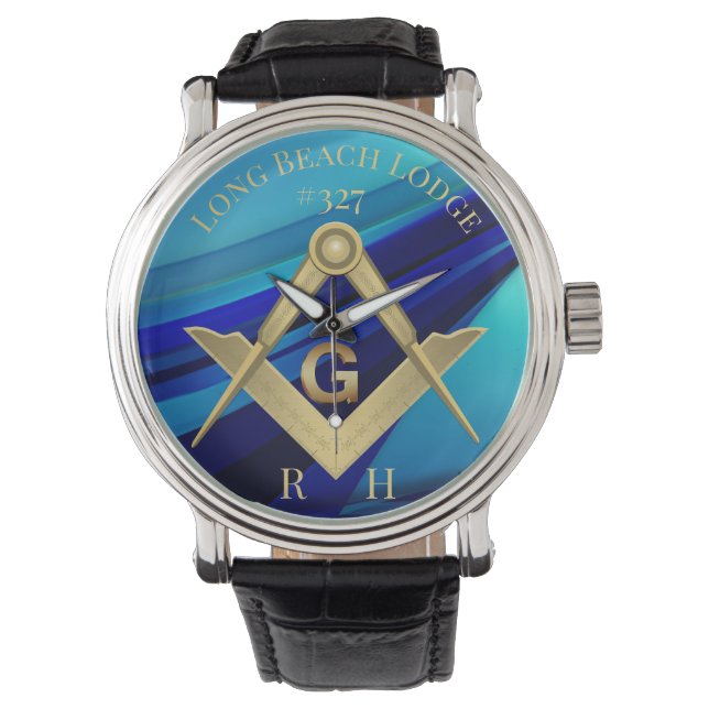 Blue Monogram Masonic Lodge Armbandsur (Framsida)