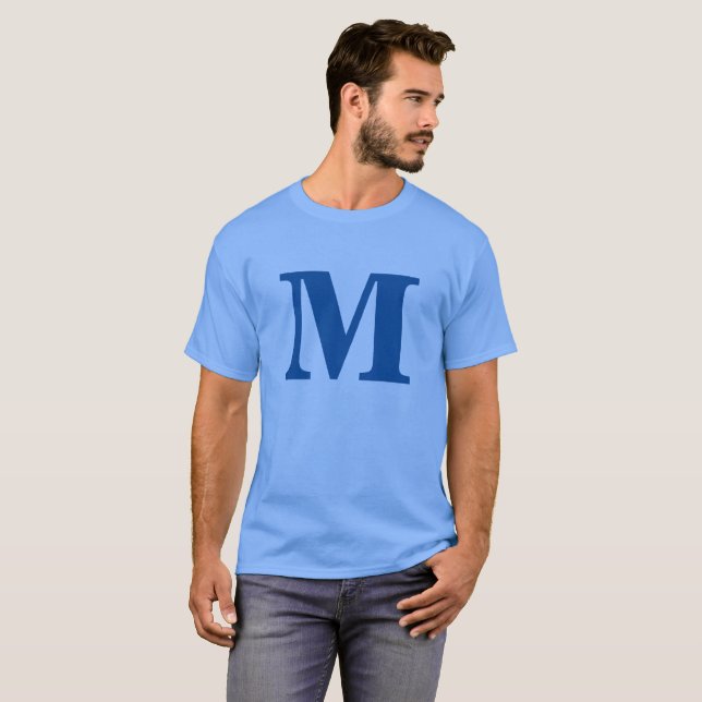 Blue Monogram Own Namn Initial T Shirt (Hel framsida)