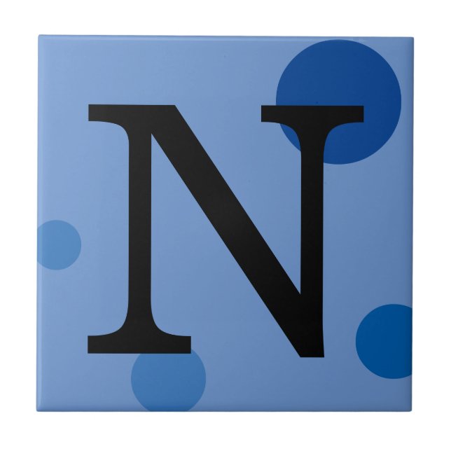BLUE MONOGRAM POLKA DOT TILE KAKELPLATTA (Framsidan)
