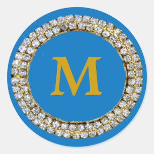 Blue Monogram Runt Klistermärke
