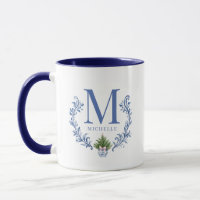 Blue Monogram Vapensköld med Julgran
