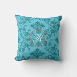Blue Monogrammed Designer Dekorativ kudde
