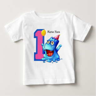 Blue Monster 1st Birthday Anpassningsbar Baby T-Sh T Shirt