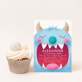 Blue Monster-Födelsedagsfest Inbjudningar