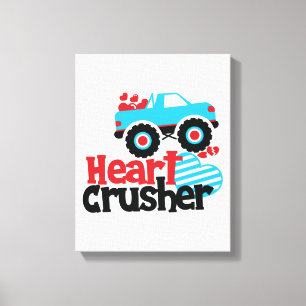 Blue Monster Lastbil Heart Crusher Valentine Canvastryck