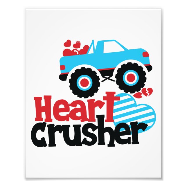 Blue Monster Lastbil Heart Crusher Valentine Fototryck (Framsidan)