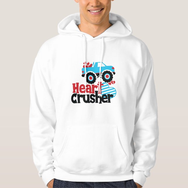 Blue Monster Lastbil Heart Crusher Valentine Hoodie (Framsida)