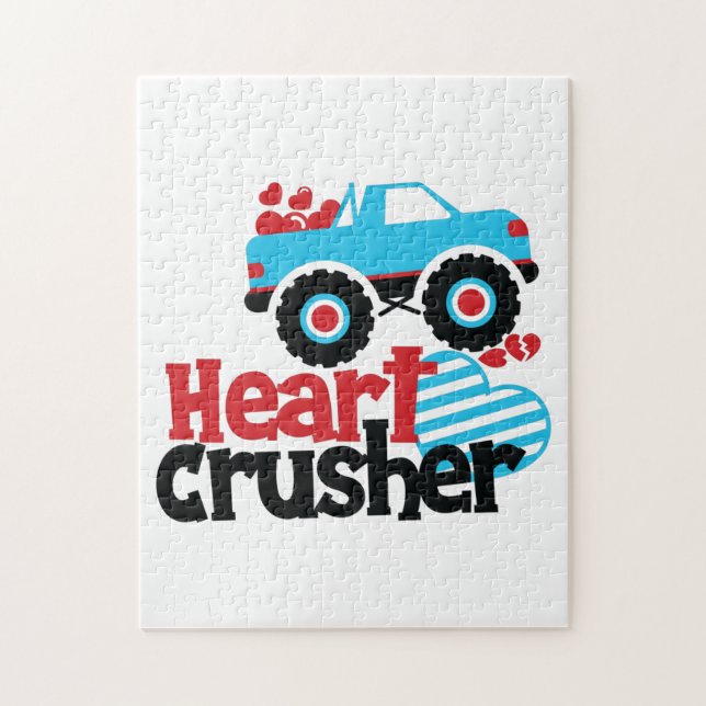 Blue Monster Lastbil Heart Crusher Valentine Pussel (Vertikal)