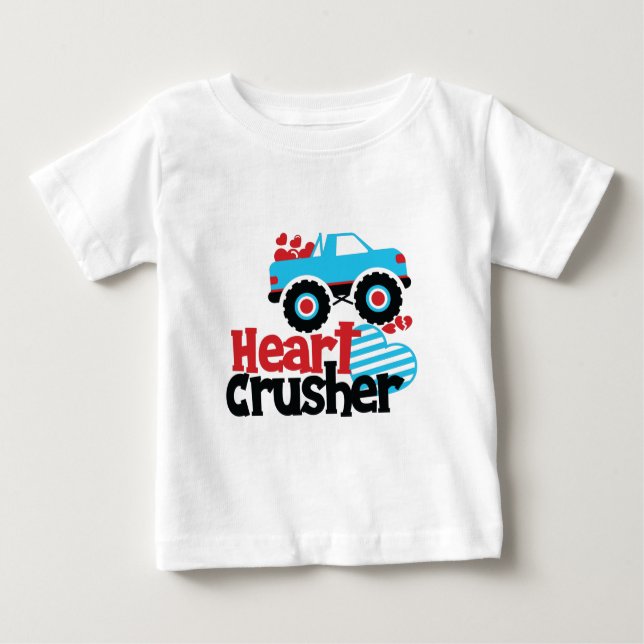Blue Monster Lastbil Heart Crusher Valentine T Shirt (Framsida)