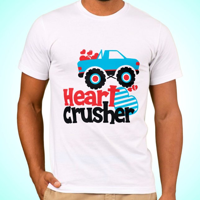 Blue Monster Lastbil Heart Crusher Valentine T Shirt (Skapare uppladdad)