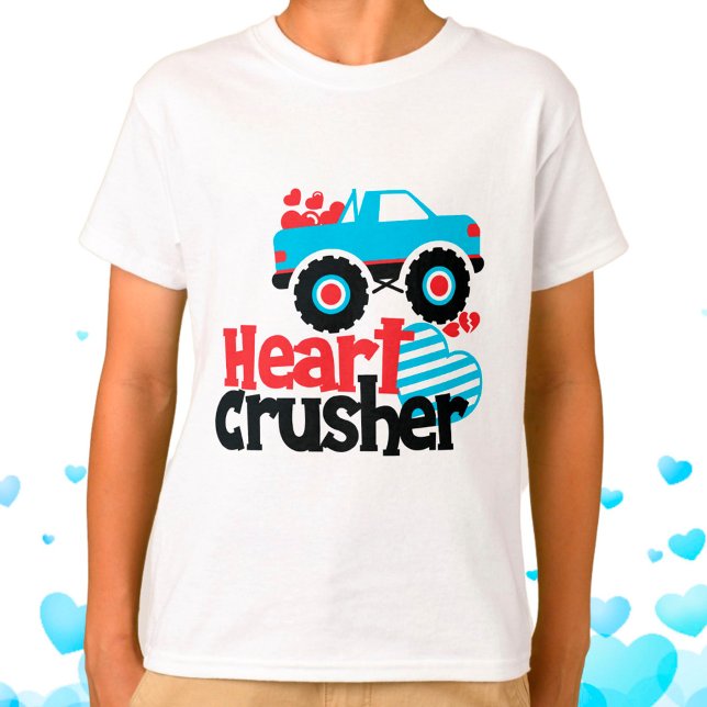 Blue Monster Lastbil Heart Crusher Valentine T Shirt (Skapare uppladdad)