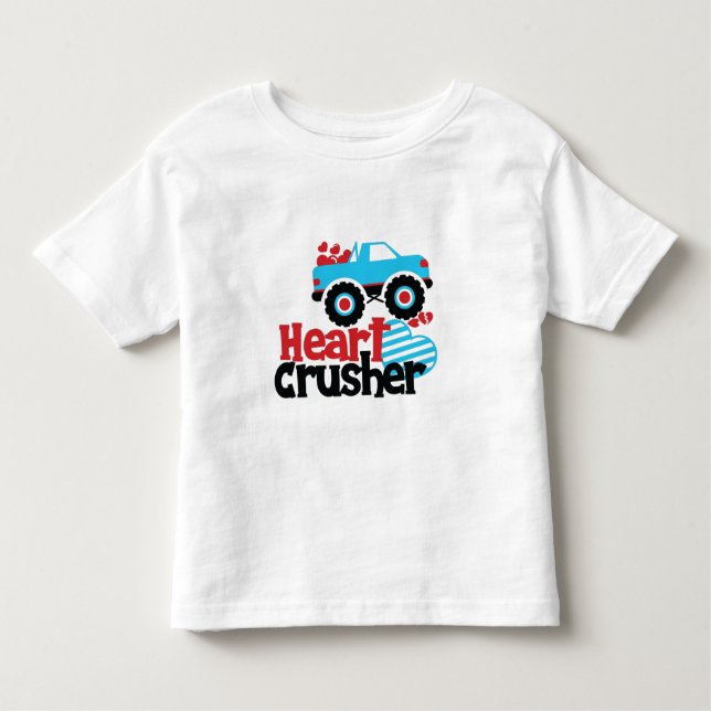Blue Monster Lastbil Heart Crusher Valentine T Shirt (Framsida)