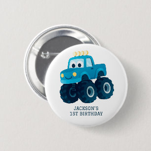 Blue Monster Lastbil Smash and Crash Birthday Knapp