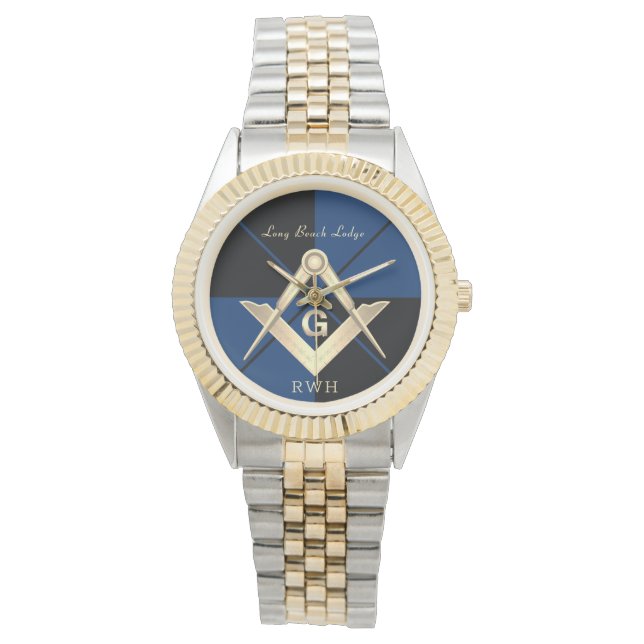 Blue Mönster Monogram Masonic Lodge Watch Armbandsur (Framsida)
