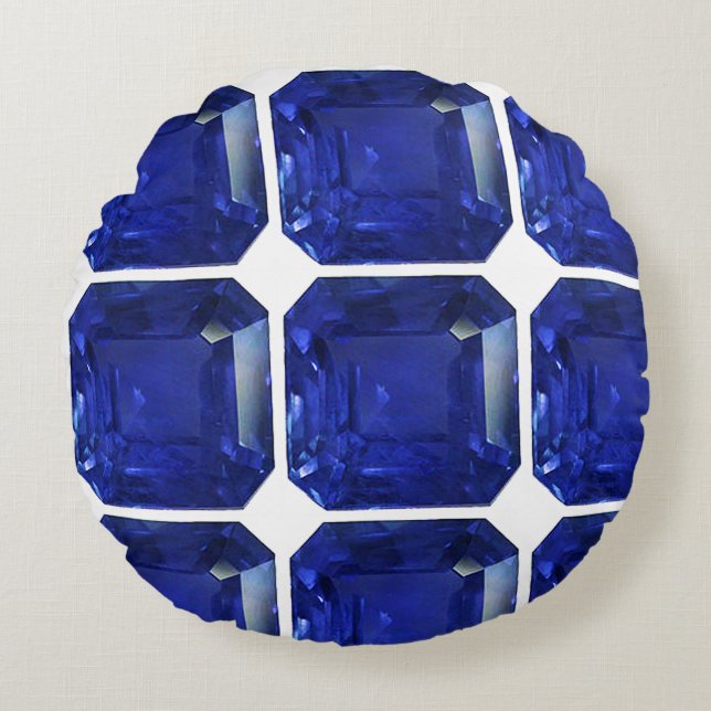 Blue Mönster Rund Kudde (Framsidan)