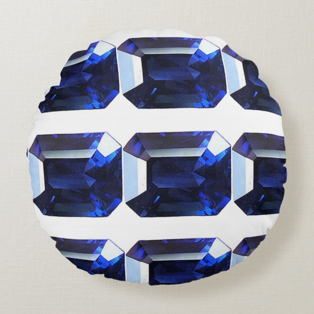 Blue Mönster Rund Kudde (Framsidan)