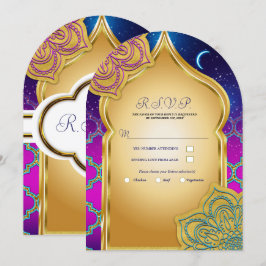 Blue Moon Arabian Nights Glam Guld Lila RSVP Inbjudningar