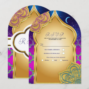 Blue Moon Arabian Nights Glam Guld Lila RSVP Inbjudningar