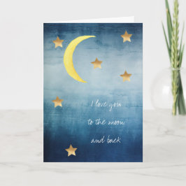 Blue Moon Gold Stars I love you to the moon & back Kort