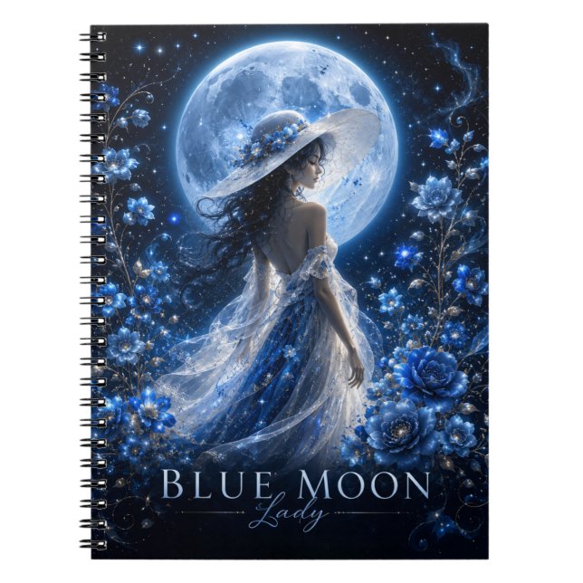 Blue Moon Lady Dark Version Premium Anteckningsbok (Framsidan)