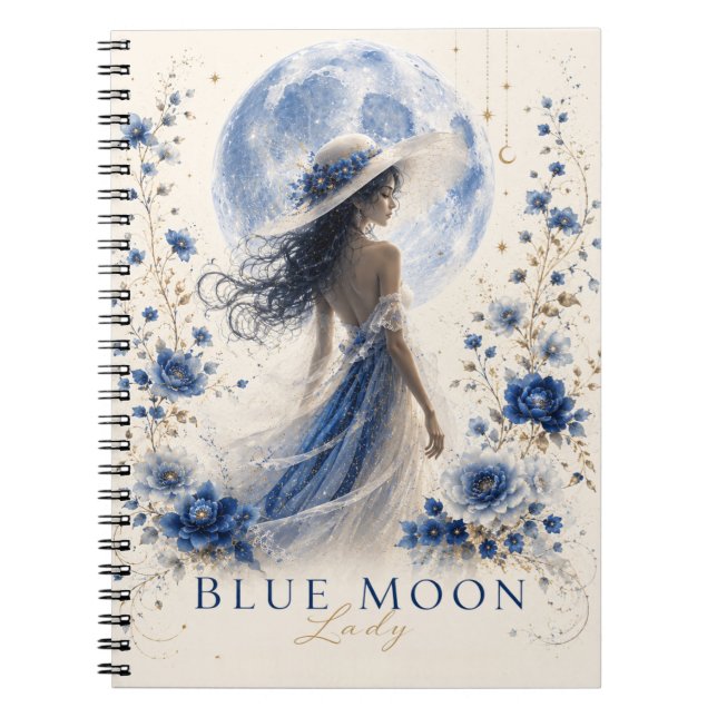 Blue Moon Lady Light Version Premium Anteckningsbo Anteckningsbok (Framsidan)