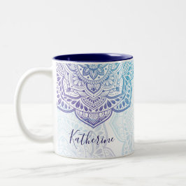 Blue Moon Mandala Personalized Mug Två-Tonad Mugg