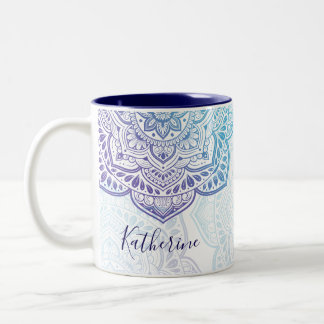 Blue Moon Mandala Personalized Mug Två-Tonad Mugg