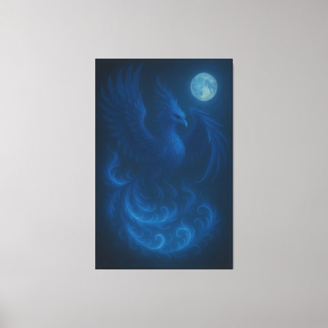 Blue Moon Phoenix · Fint Konsttryck på Canvas (Framsida)