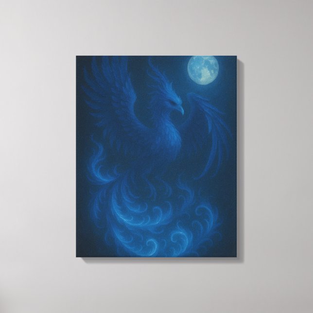 Blue Moon Phoenix · Fint Konsttryck på Canvas (Framsida)