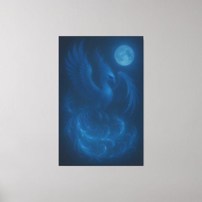 Blue Moon Phoenix · Fint Konsttryck på Canvas (Framsida)