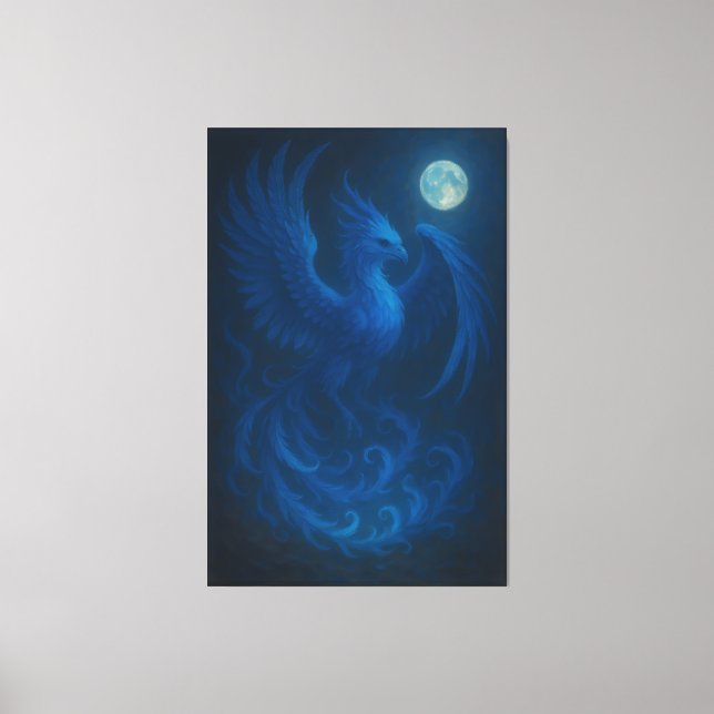 Blue Moon Phoenix · Fint Konsttryck på Canvas (Framsida)