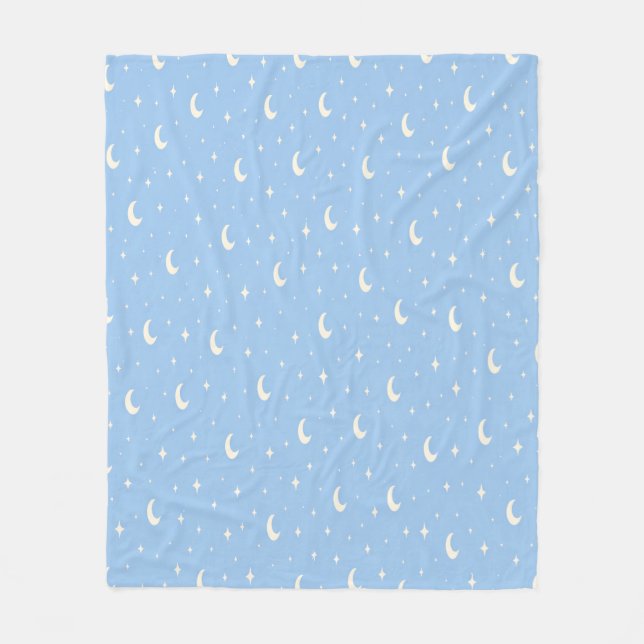 Blue Moon & Stars Baby Blanket Fleecefilt (Framsidan)